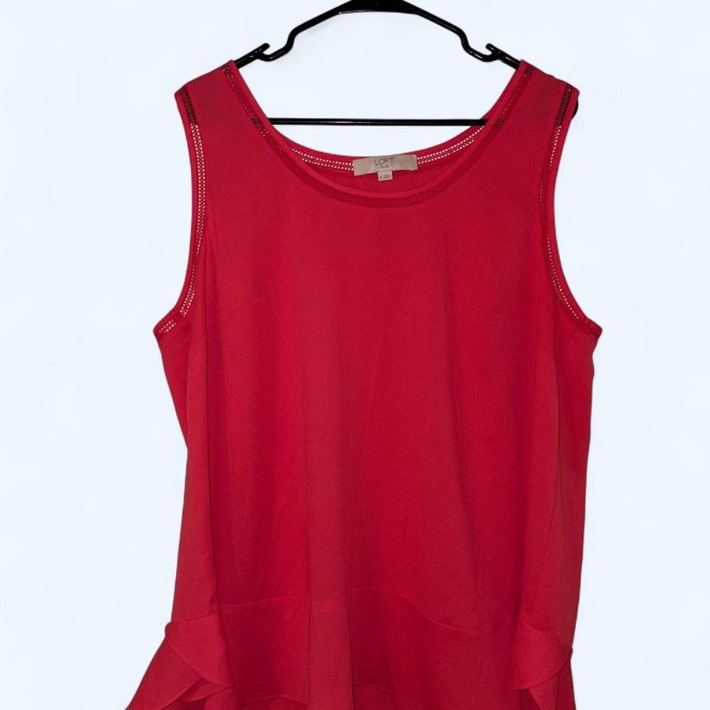 LOFT Plus Size Red Tank Top with Mesh Detailing